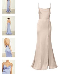 Amsale Long Bridesmaid Dress Chloe in Champagne
